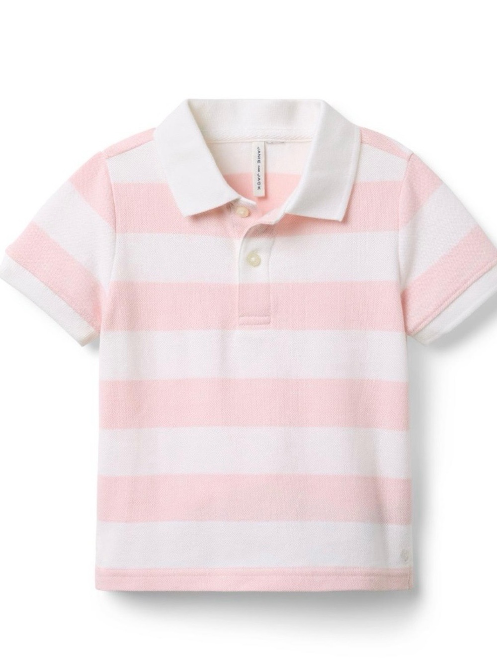 Janie and Jack Boy’s Striped Classic Pique Polo in Pink